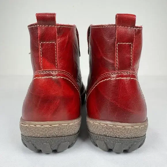 V-Italia Kiki Red Venezia Leather Boots - 40/US 9 - Picture 4 of 7